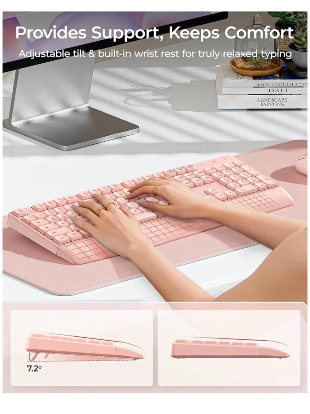 SEENDA Pink Wireless Keyboard & Mouse Set
